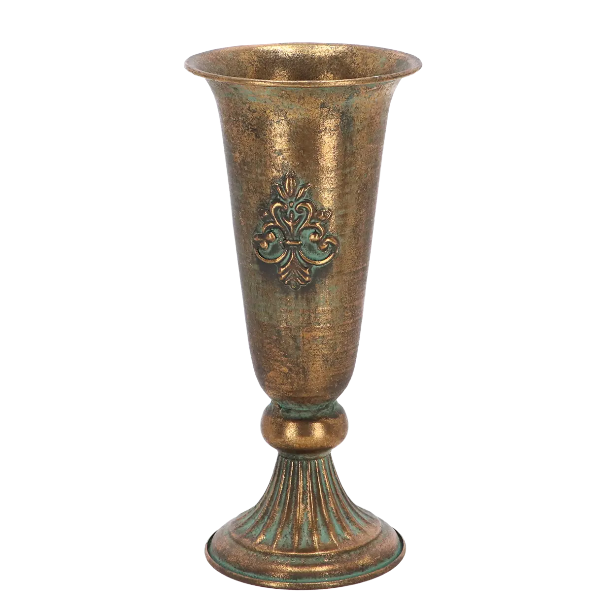 Korkea ja kapea vaasi Aged Metal, korkeus 28 cm