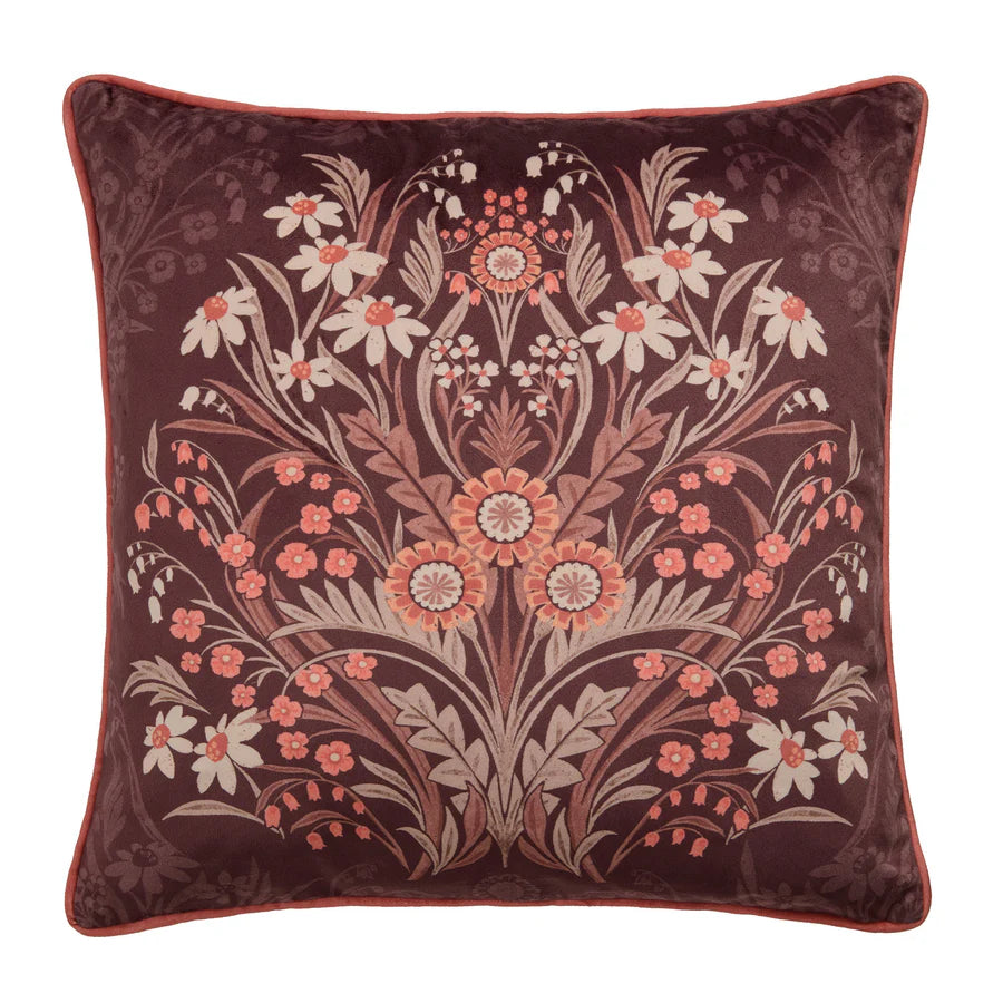 Tyynynpäällinen Kukat ruskea 43 x 43 cm (kaksipuolinen)