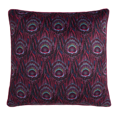 Tyynynpäällinen Riikinkukonsulka sini-punainen 55 x 55 cm (kaksipuolinen)