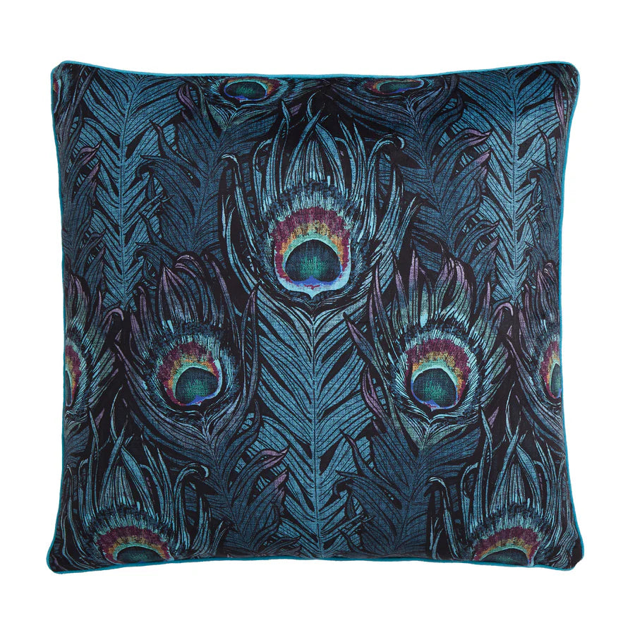 Tyynynpäällinen Riikinkukonsulka turkoosi 55 x 55 cm (kaksipuolinen)