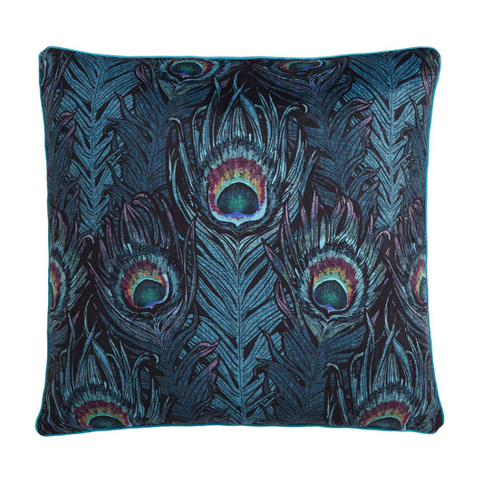 Tyynynpäällinen Riikinkukonsulka turkoosi 55 x 55 cm (kaksipuolinen)