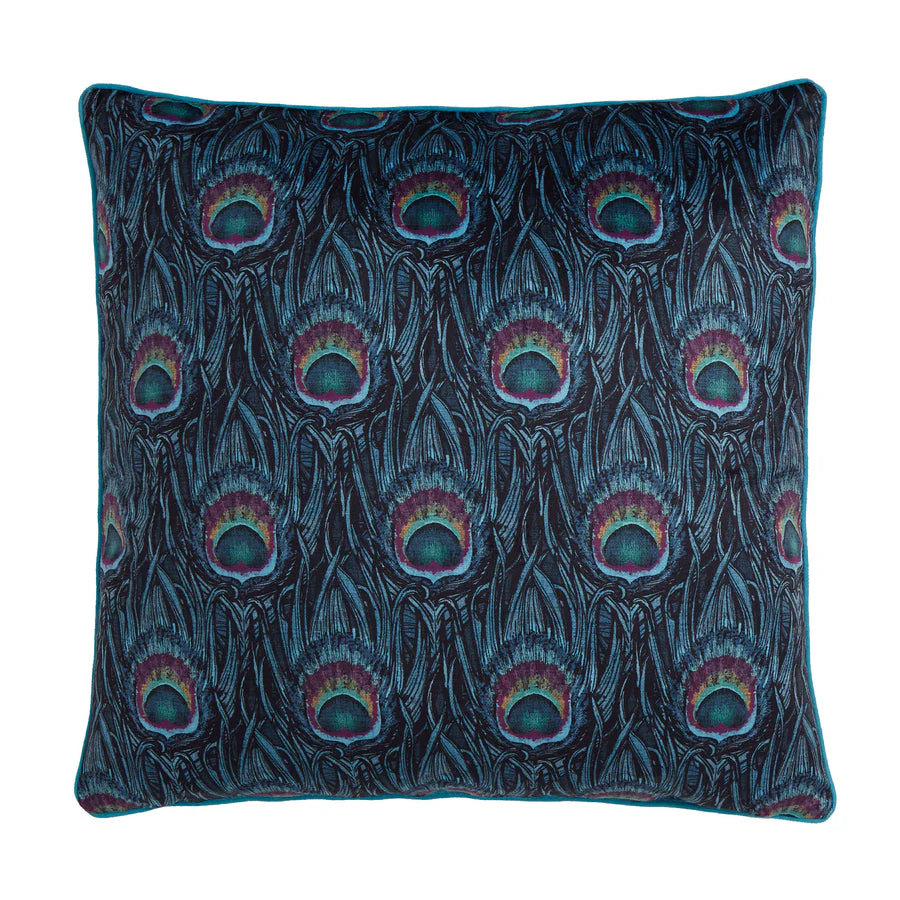 Tyynynpäällinen Riikinkukonsulka turkoosi 55 x 55 cm (kaksipuolinen)