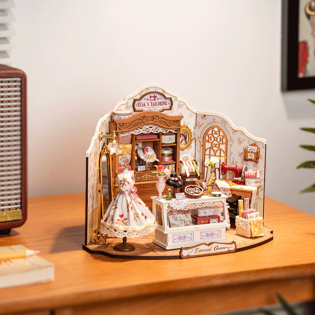 Elsa's Tailoring - koottava DIY miniatyyri