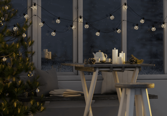Valoketju ulkokäyttöön Raita pienet pallot, (jatkettava)  Deluxe homeart
