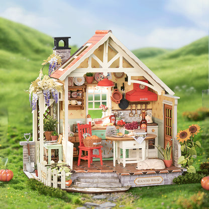 Sunlit Farmhouse Kitchen - koottava DIY miniatyyri