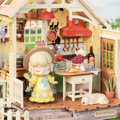 Sunlit Farmhouse Kitchen - koottava DIY miniatyyri