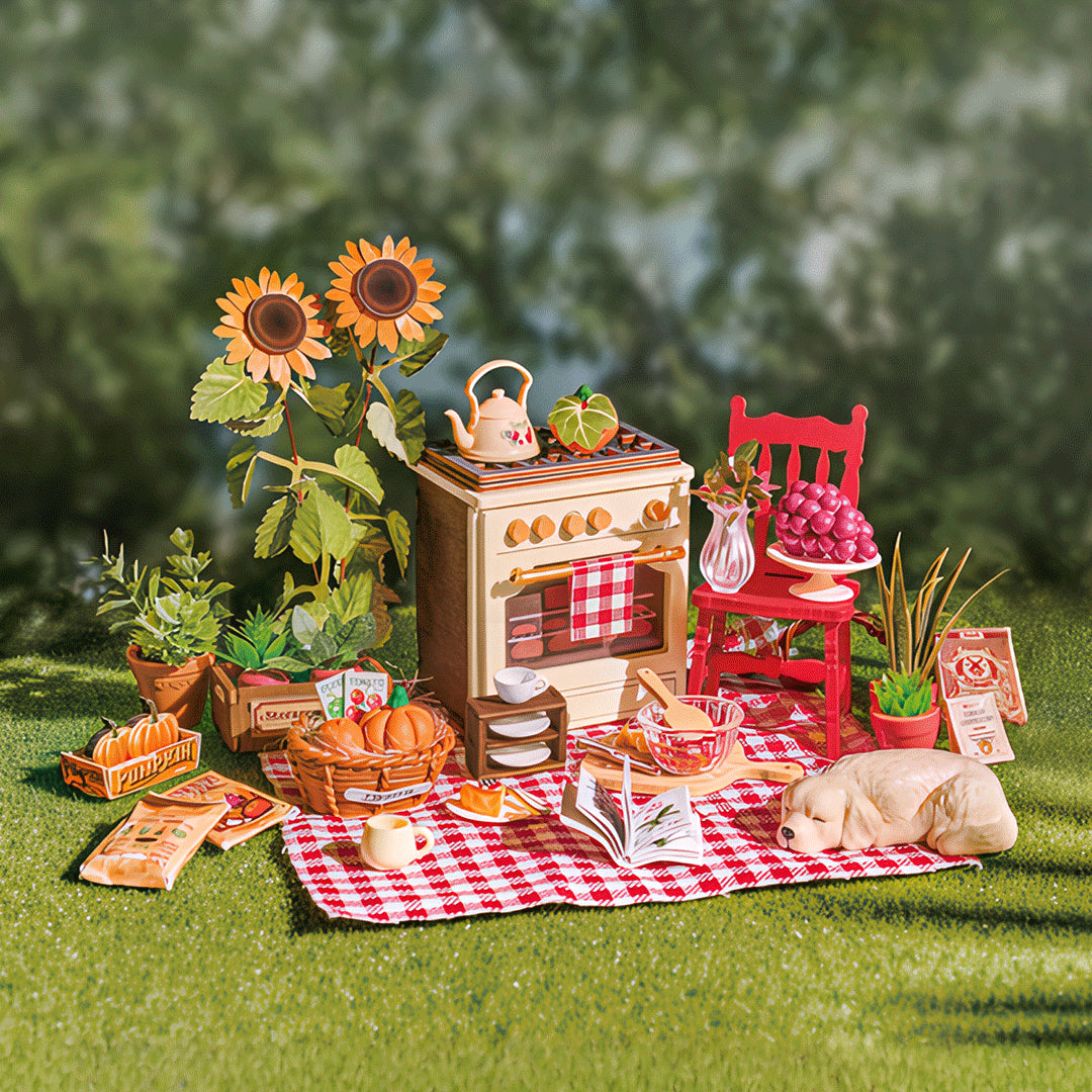Sunlit Farmhouse Kitchen - koottava DIY miniatyyri