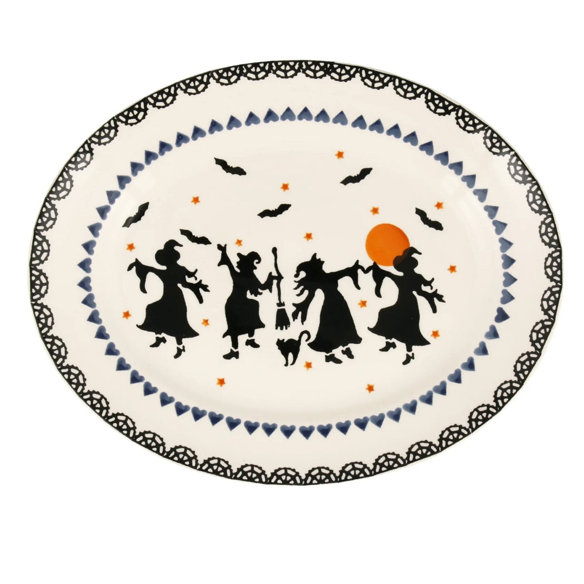 Dancing Witches -ovaali tarjoilulautanen 28,5 x 23 cm