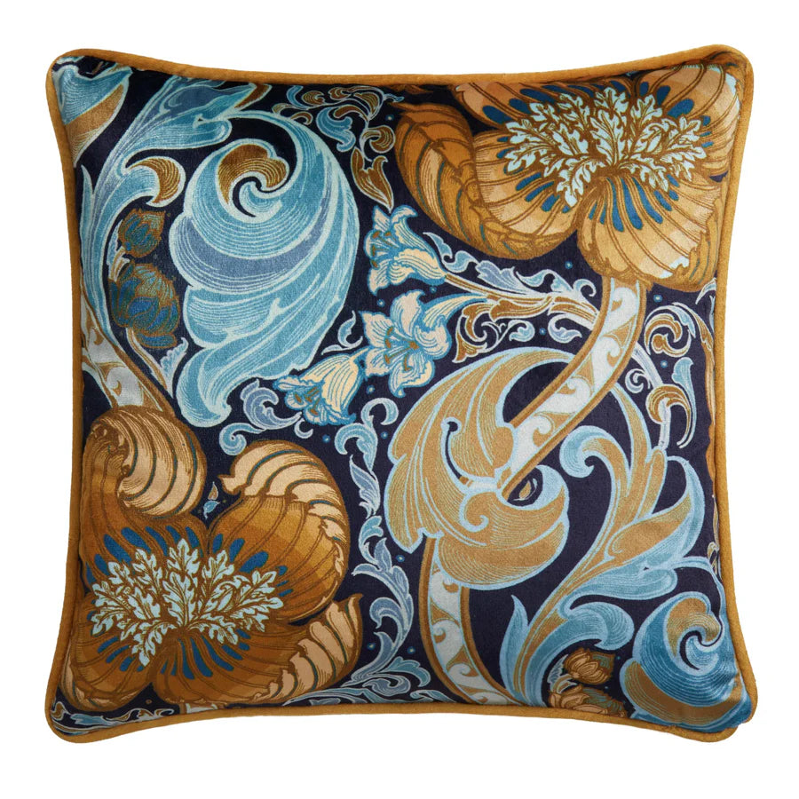 Tyynynpäällinen Kukat sini-keltainen  43 x 43 cm