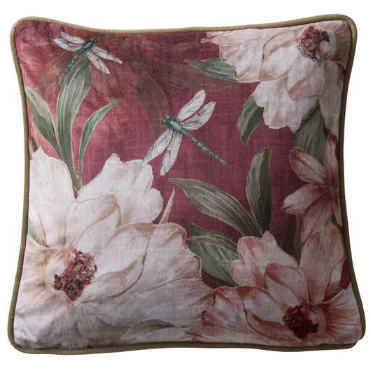 Tyynynpäällinen Sudenkorennot viininpunainen 43 x 43 cm (kaksipuolinen)