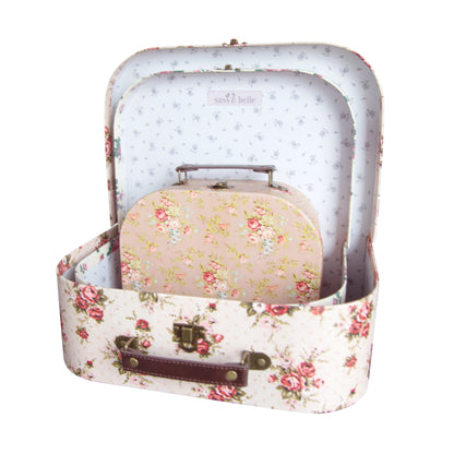 Pienet sisustus matkalaukut Vintage Roses 3 kpl  setti