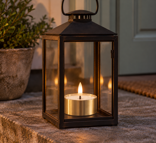 Matala Led-kynttilä / jumbotuikku ulkokäyttöön 2 kpl - Kullanvärinen metallikuori halk. 7 cm