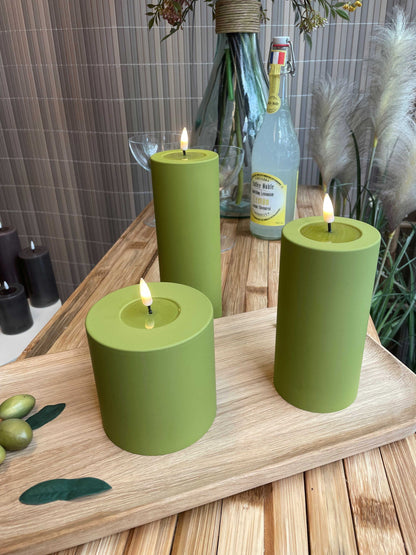 Led-kynttilä ulkokäyttöön Oliivinvihreä (Olive Green) halk. 10 cm