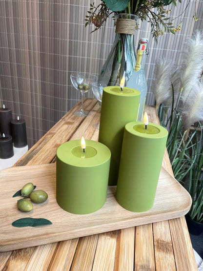 Led-kynttilä ulkokäyttöön Oliivinvihreä (Olive Green) halk. 10 cm