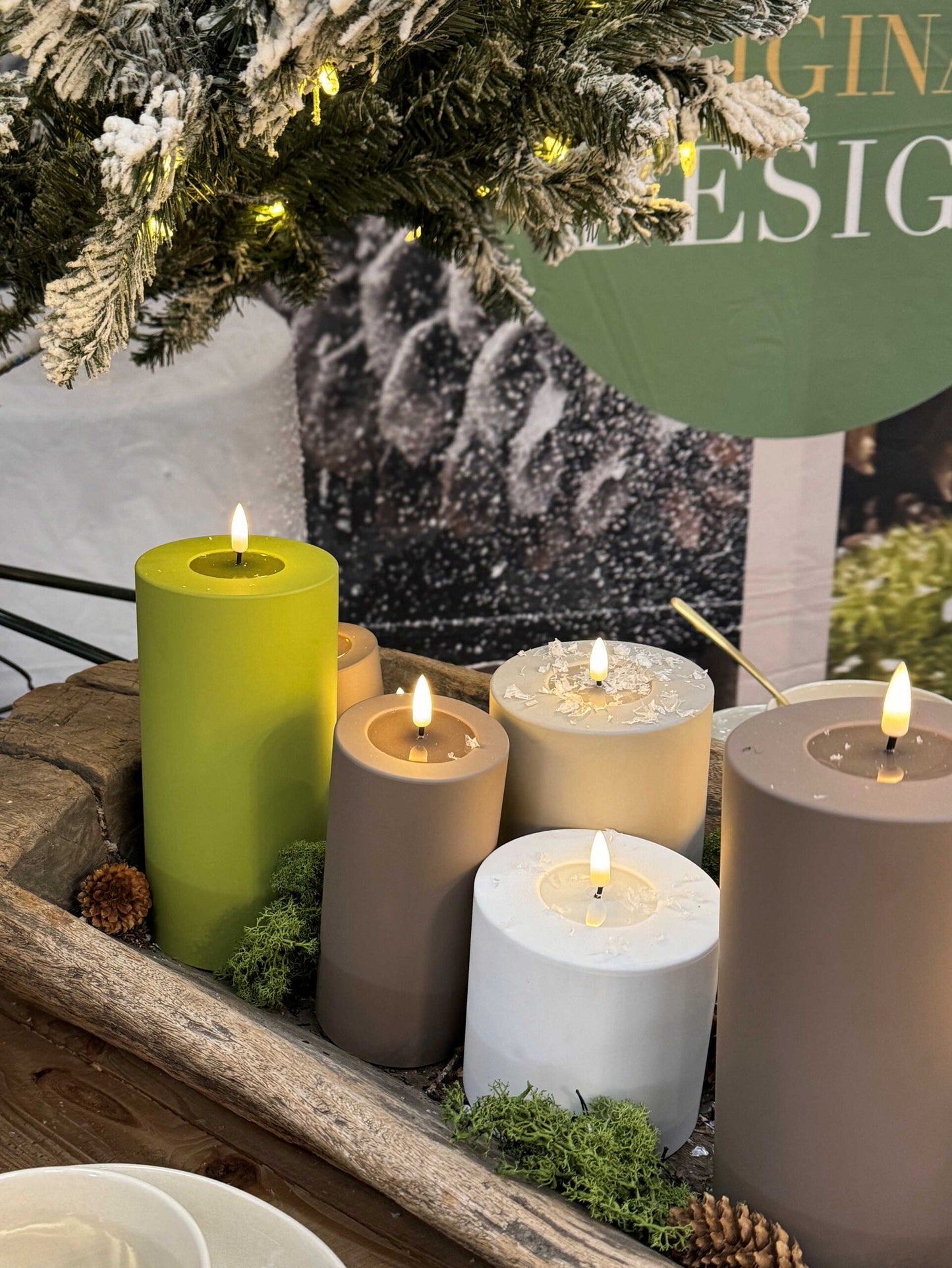 Led-kynttilä ulkokäyttöön Oliivinvihreä (Olive Green) halk. 7,5 cm