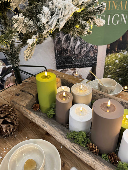 Led-kynttilä ulkokäyttöön Vaalea harmaanruskea (Sand) halk. 7,5 cm