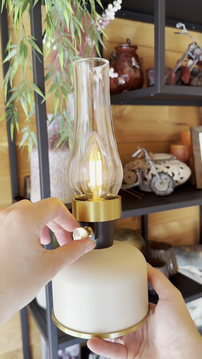 Ladattava led-pöytävalaisin beige, sopii ulkokäyttöön