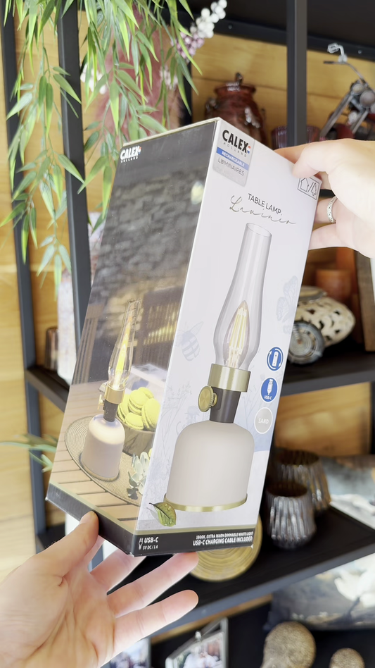 Ladattava led-pöytävalaisin beige, sopii ulkokäyttöön