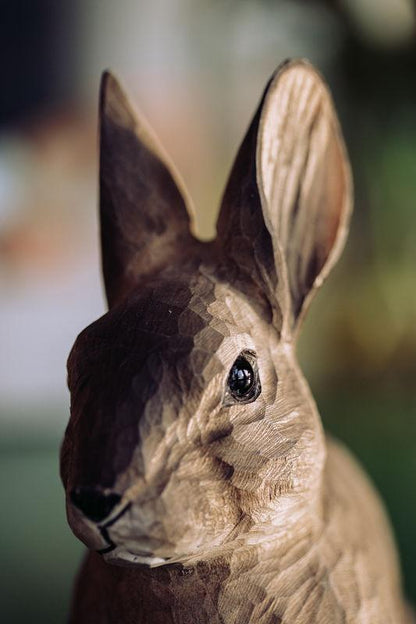 Puinen käsinveistetty pupu - European rabbit