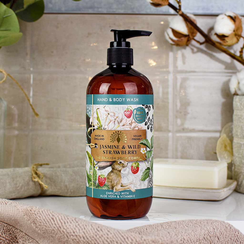 Nestesaippua Jasmiini ja metsämansikka - Jasmine and Wild Strawberry Hand and Body Wash 500 ml