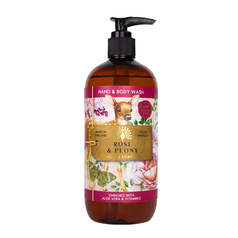 Nestesaippua Ruusu ja pioni - Rose and Peony Hand and Body Wash 500 ml