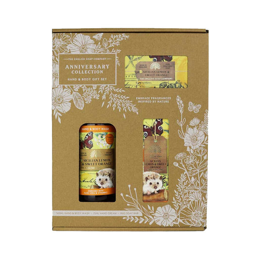 Nestesaippua, käsivoide ja palasaippua lahjalaatikko Sitruuna ja appelsiini - Sicilian Lemon and Sweet Orange