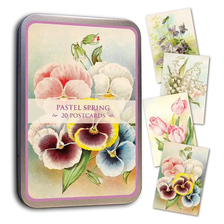 Postikortit peltirasiassa 20 kpl - Pastel Spring Sköna Ting