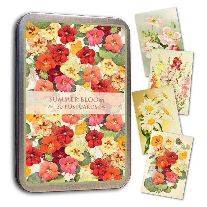 Postikortit peltirasiassa 20 kpl - Summer Bloom