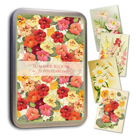 Postikortit peltirasiassa 20 kpl - Summer Bloom