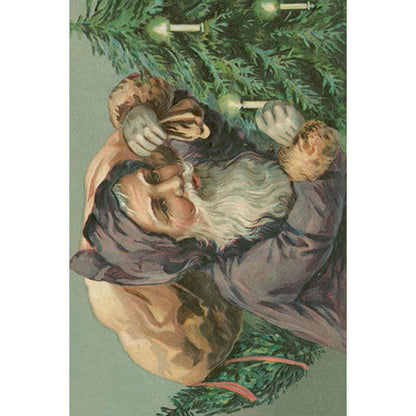 Joulukortit peltirasiassa Vintage Christmas (joulupukki ja lahjasäkki)