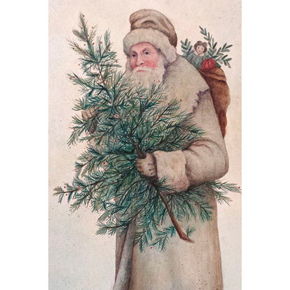 Joulukortit peltirasiassa Vintage Christmas (joulupukki ja lahjasäkki)