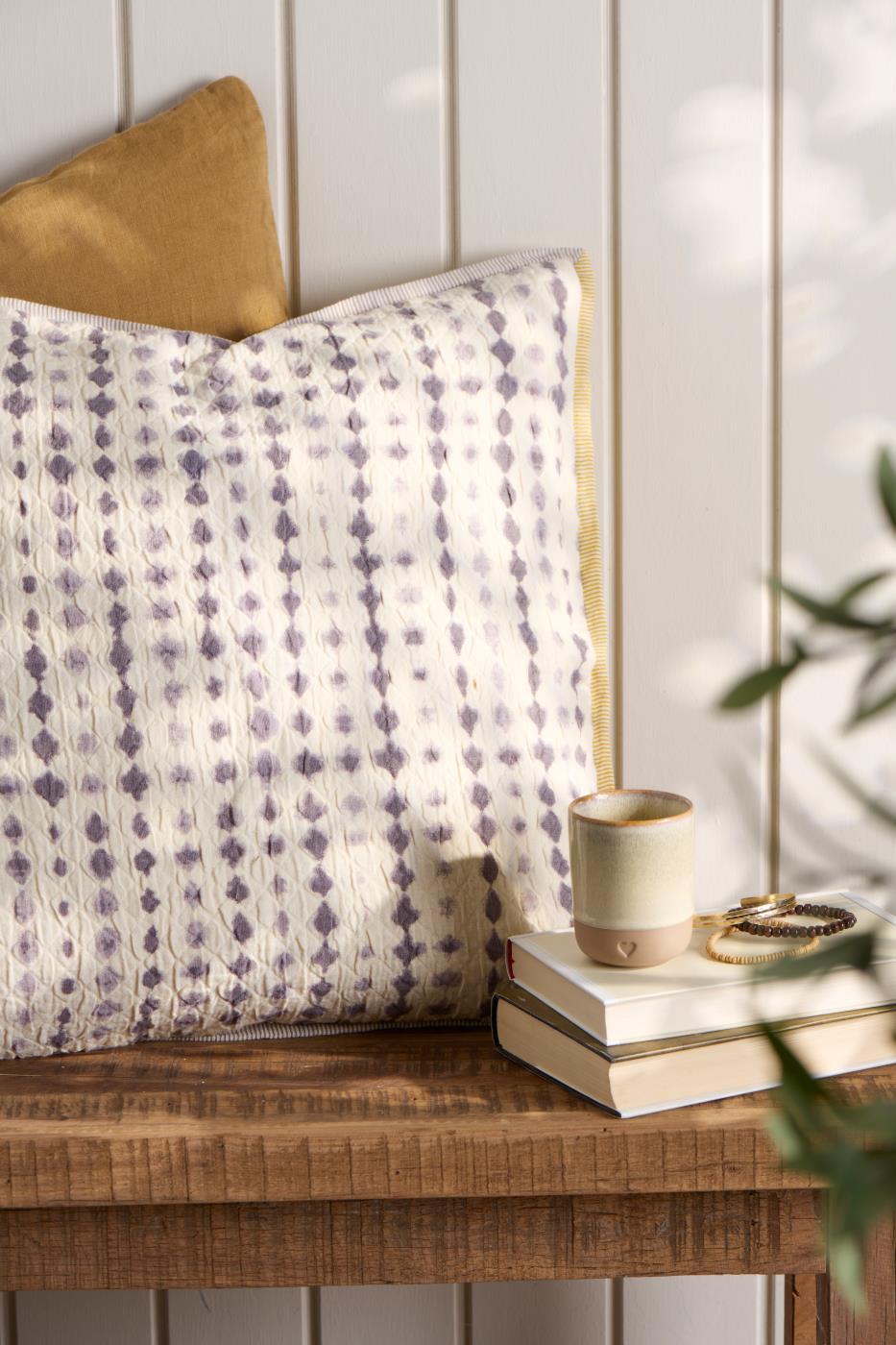 Tyynynpäällinen Vigga Violetti-valkoinen musliinikangas 50 x 50 cm