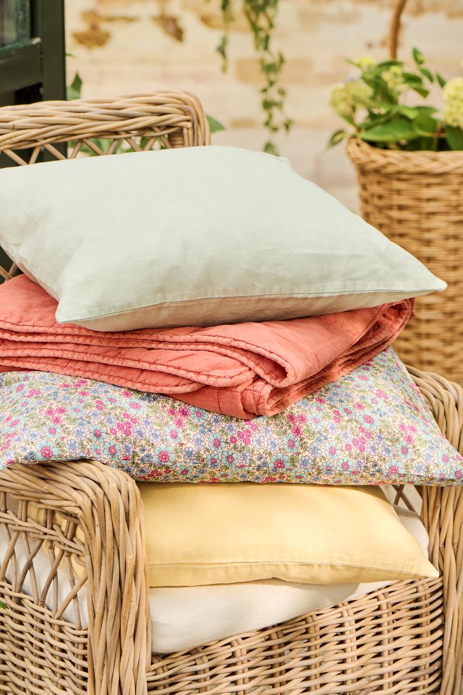 Torkkupeitto - Vintage quilt kivipesty 130 x 180 cm Meloninpunainen - Melon