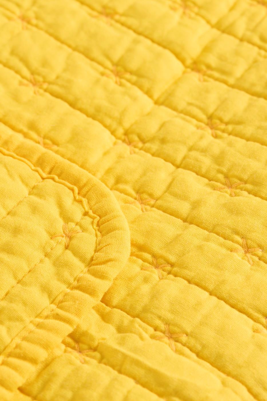 Puuvillatäkki Keltainen rasti-tikkaus 130 x 180 cm
