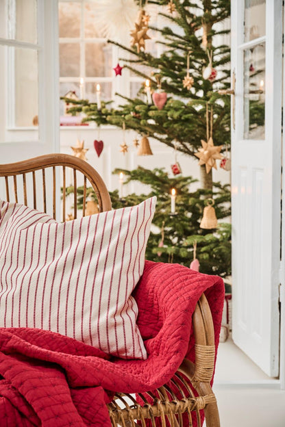 Tyynynpäällinen Holly Luonnonvalkoinen punaiset raidat 50 x 50 cm