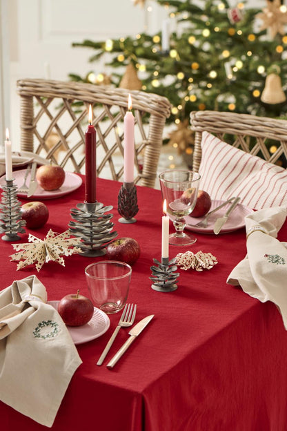 Tyynynpäällinen Holly Luonnonvalkoinen punaiset raidat 50 x 50 cm