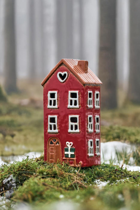 Joulutalo talolyhty punainen - korkea