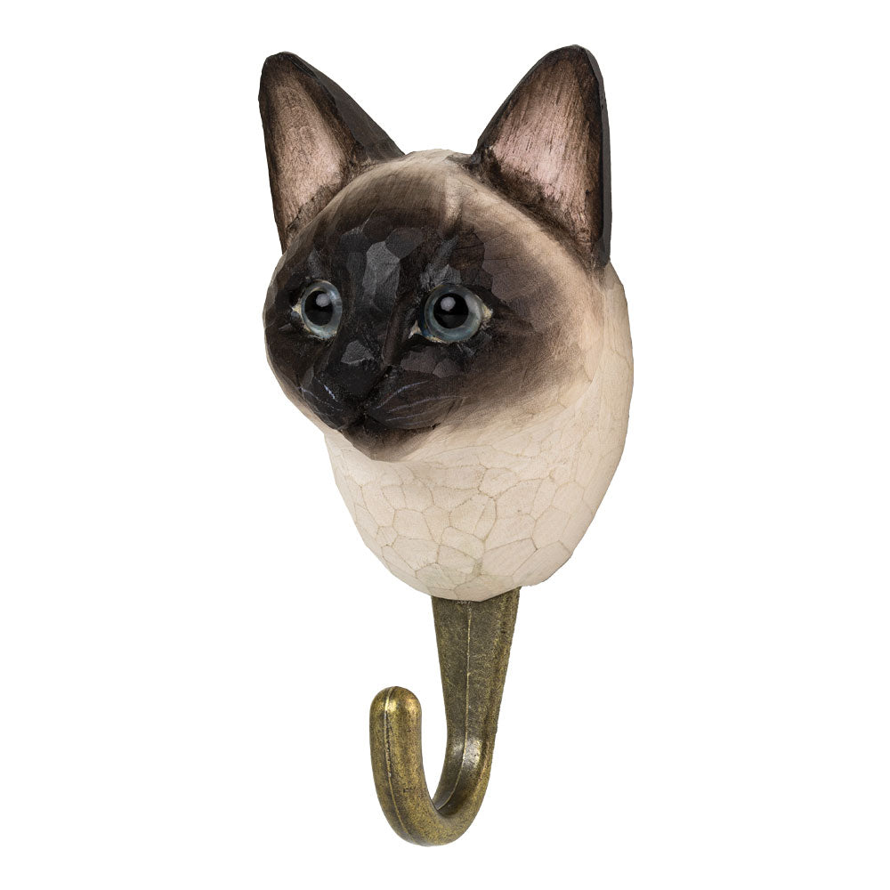 Käsin veistetty seinäkoukku Kissa Siamilainen - Cat Siamese