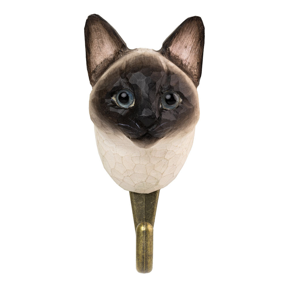 Käsin veistetty seinäkoukku Kissa Siamilainen - Cat Siamese
