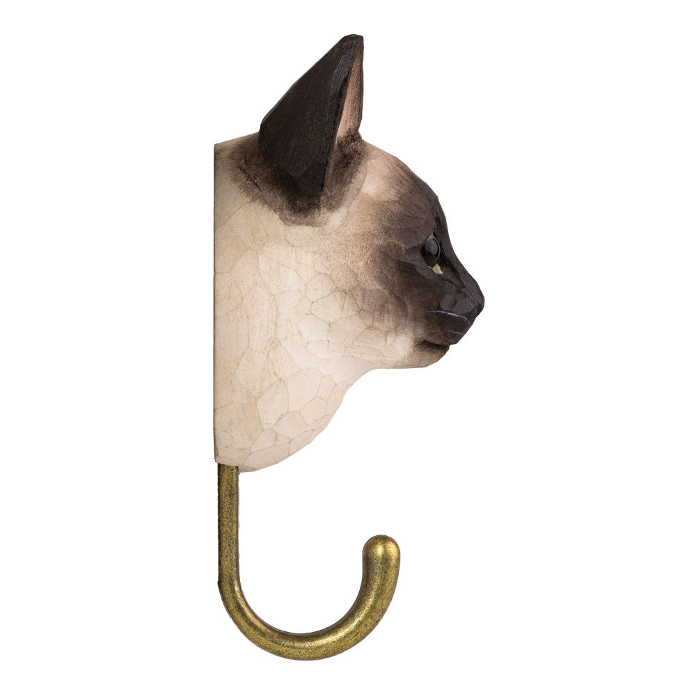 Käsin veistetty seinäkoukku Kissa Siamilainen - Cat Siamese