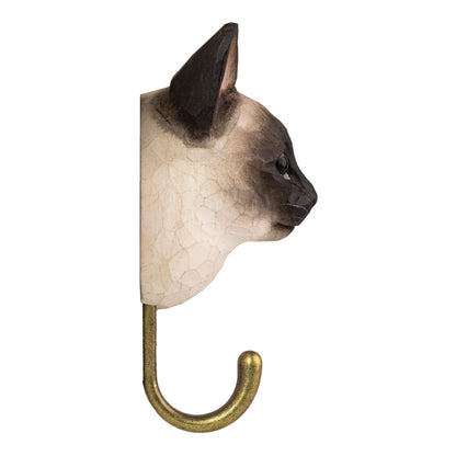 Käsin veistetty seinäkoukku Kissa Siamilainen - Cat Siamese
