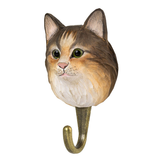 Käsin veistetty seinäkoukku Norjalainen metsäkissa - Norwegian Forest Cat