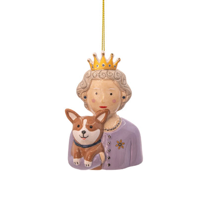 Joulukuusenkoriste Kuningatar ja Corgi