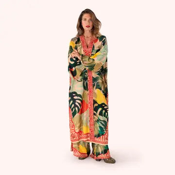 Kimono takki pitkä Exotic leaves