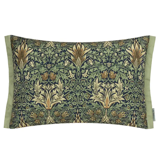 Tyynynpäällinen joka sopii ulkokäyttöön William Morris Snakeshead sinivihreä 40 x 60 cm