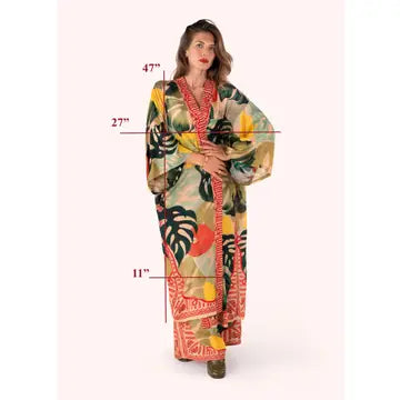Kimono takki pitkä Exotic leaves