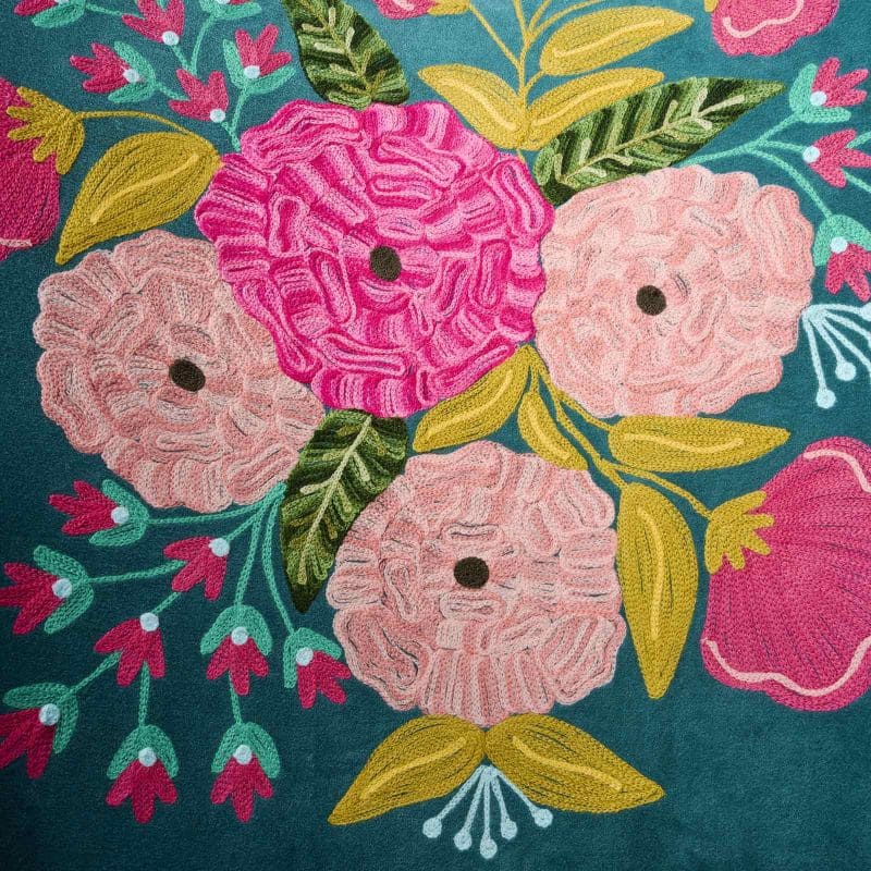 Nojatuoli Frida värikäs kukkakuviointi Turkoosi
