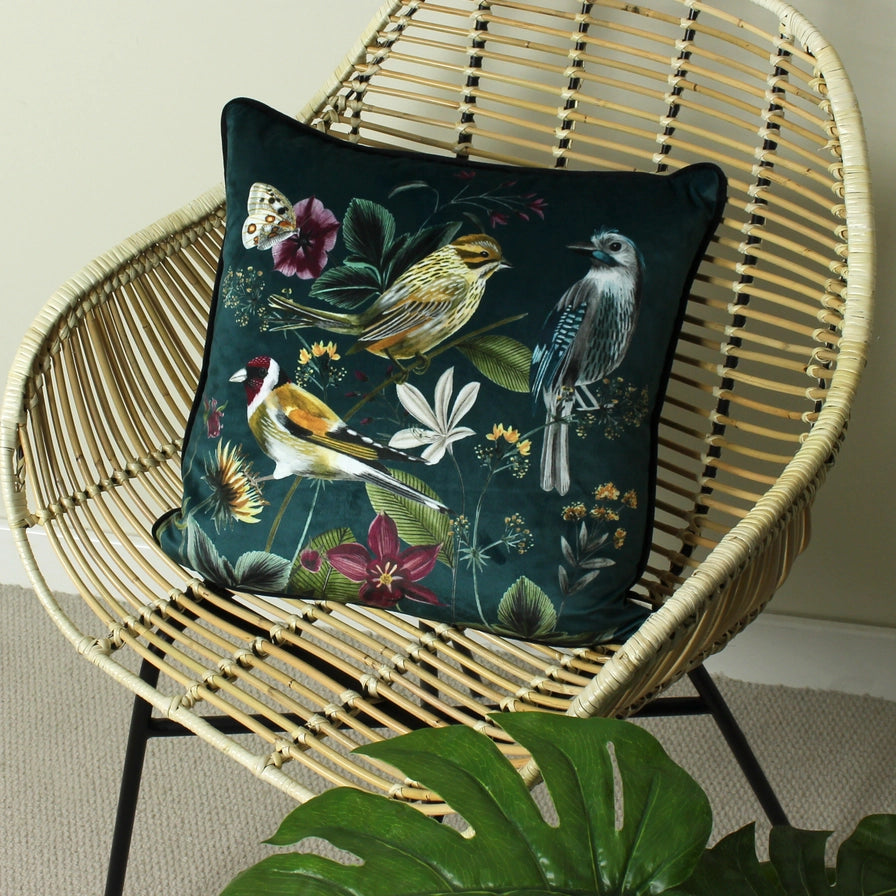 Tyynynpäällinen Midnight Garden Birds vihreä 43 x 43 cm