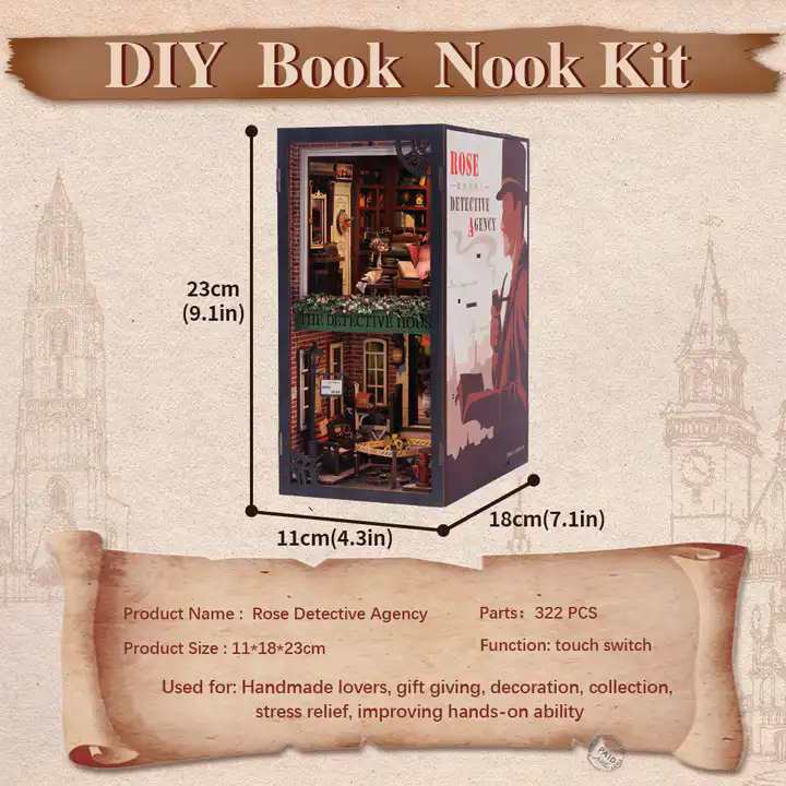 DIY Minimaailma kirjahyllyyn – Rose Detective Acency Book Nook (sis. pölysuojan)
