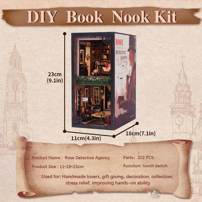 DIY Minimaailma kirjahyllyyn – Rose Detective Acency Book Nook (sis. pölysuojan)